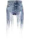 Diesel Blue Five-pocket Shorts With Fringes On The Edges In 蓝色