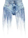 Diesel De-jizz Denim Shorts W/ Fringe In Blue