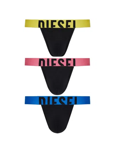 Diesel Fritz-d-pop Thongs (pack Of Three) In Black