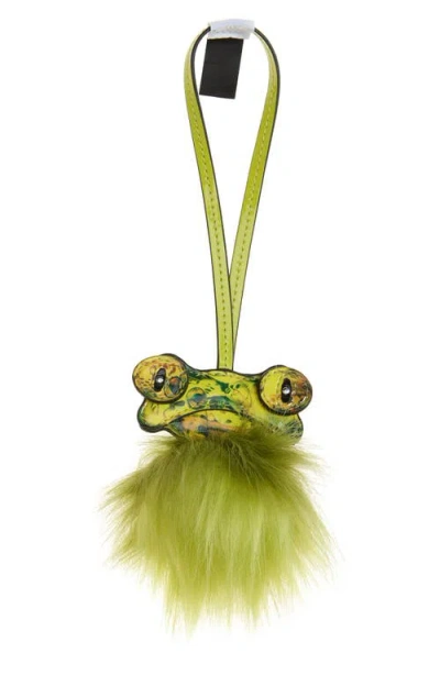 Diesel ® Frog Faux Leather & Faux Fur Bag Charm In Green