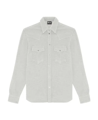 Diesel Buttoned Up Long-sleeved Shirt In White