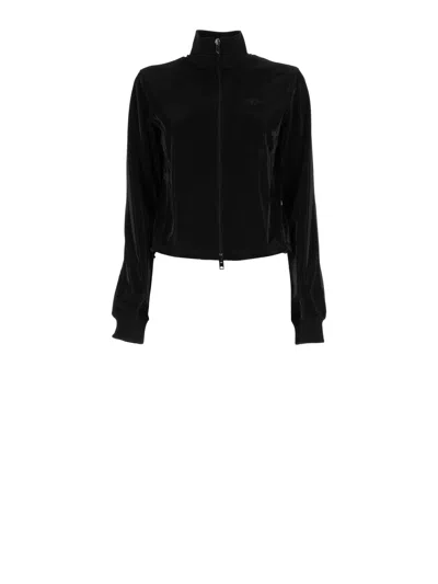 Diesel F-rosy Cropped Velvet Jacket In Black