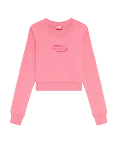 Diesel F-slimmy-od Cut-out Cropped Crewneck Sweatshirt In Pink