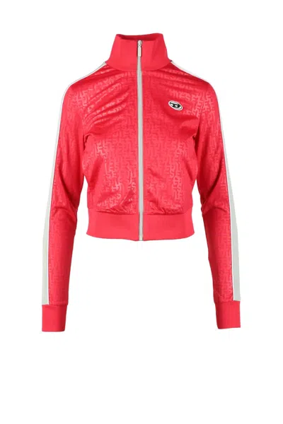 Diesel Fuchsia Cropped Sweatshirt With High Collar In Red