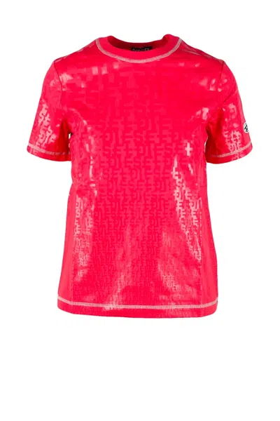 Diesel Fuchsia Patterned Stretch Cotton T-shirt In Red