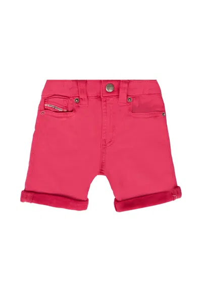 Diesel Fuchsia Shorts For Baby Girl With Logo In Pink
