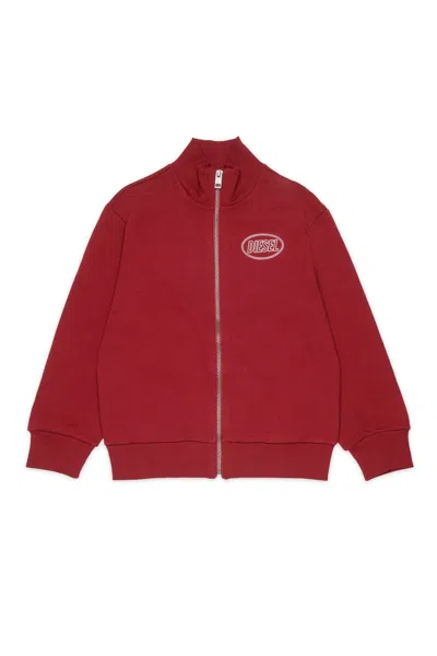 Diesel Kids' Full-zip Sweatshirt With Logo In Red