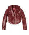 Diesel Coated Faux Leather Cropped Jacket Tailoring In Red