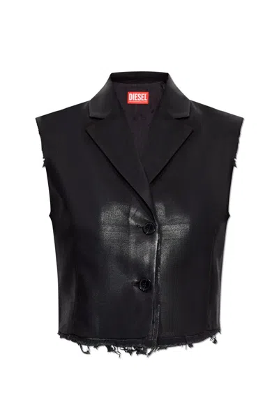 Diesel G-baryt Wool Blend Buttoned Vest In Black