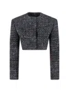 Diesel Cropped Tweed Jacket Long Sleeves In Black