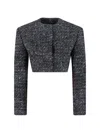 Diesel Cropped Tweed Jacket Long Sleeves In Black