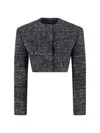 Diesel Cropped Jacket In Bouclé Fabric In Gray