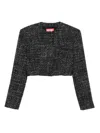 Diesel Cropped Tweed Jacket Long Sleeves In Black