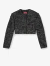Diesel Cropped Tweed Jacket Long Sleeves In Black