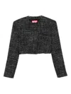 Diesel G-crop-g Tweed Cropped Jacket In Black
