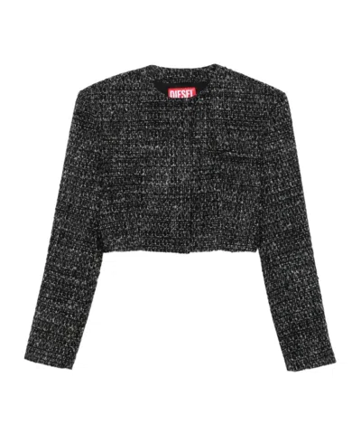 DIESEL G-CROP-G TWEED CROPPED JACKET