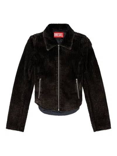 Diesel G-enea Corduroy Zip-up Jacket In Black