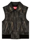 Diesel Bomber Vest With Distressed Effect In Brown