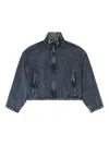 Diesel G-leam-r1 Cropped Denim Jacket In Black
