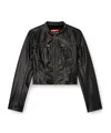 Diesel Leather Cropped Jacket Zip Pockets In Black