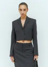 Diesel "g-milla-p1" Cropped Wool Blazer With Sartorial Lapels In Grey
