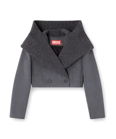Diesel G-olden Button Shawl Collar Jacket In Gray