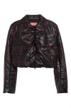 Diesel Leather Cropped Jacket Zip Pockets In Black