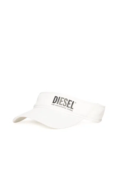 Diesel Visiera In Gabardina Con Logo Istituzionale In White