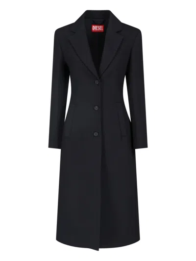 Diesel G-allan Single-breasted Classic Coat In Black