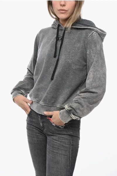 Diesel Garment Dyed Reggy Hoodie With Logo In Gray