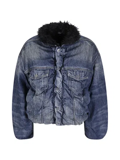 Diesel Gathered Denim Jacket In Blue