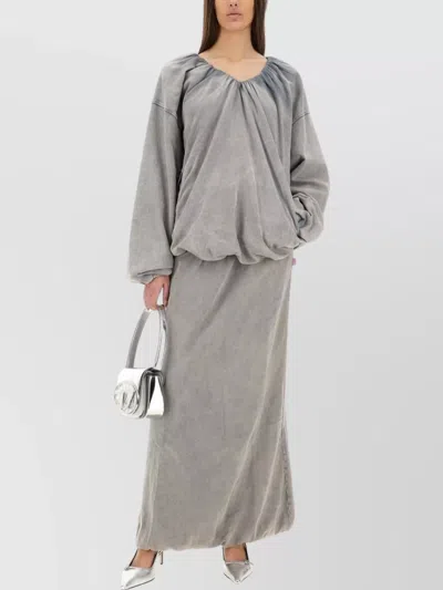 Diesel Gathered Neckline Embroidered Sleeves Sweatshirt