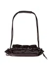 Diesel Gathered Ruched Brown Pmu Shoulder Bag In Black