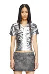 Diesel Gathered Slim Fit T-shirt In Silver