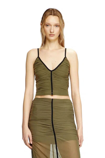 Diesel Gathered Strappy Top In Green