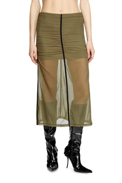 Diesel Gathered Stretch Skirt In Green