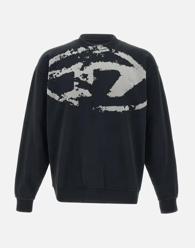 Diesel Gauzed Cotton Jersey Sweatshirt In Black
