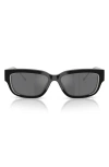 Diesel ® Geck-d 56mm Rectangular Sunglasses In Black/grey Silver Mirror