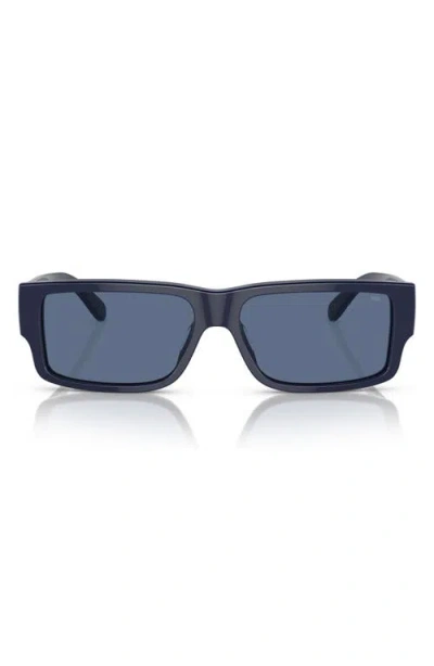 Diesel ® Geck-d 57mm Rectangular Sunglasses In Shiny Blue/solid Blue