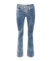 Diesel Crystal Logo Washed Flared Jeans In Blue