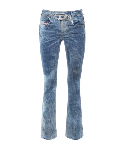 DIESEL DIESEL LOGO PATCH EMBELLISHED FLARED JEANS