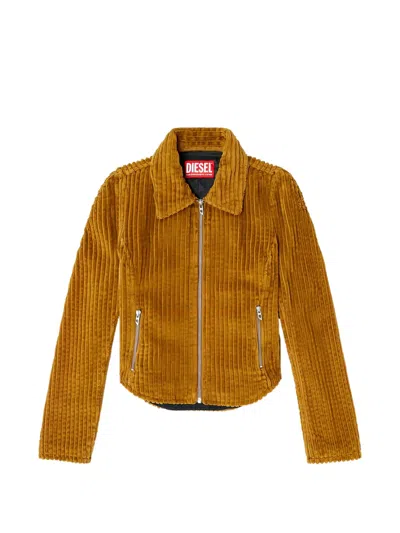 Diesel Woman Jacket Camel Size 0 Cotton In Brown