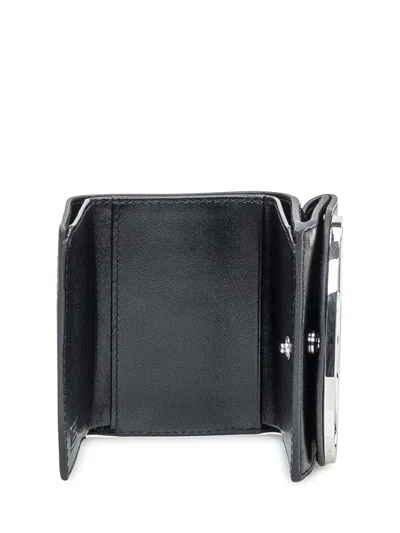 Diesel Genuine Leather Card Wallet In Black