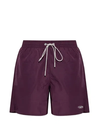 Diesel George Logo-embroidered Drawstring Swim Shorts In Purple