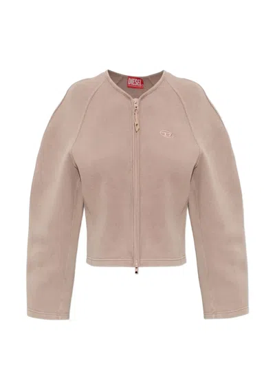 Diesel G-hava Embroidered-logo Cropped Jacket In Neutral