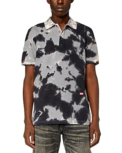 Diesel Giac Slim Fit Printed Polo Shirt In Deep Black