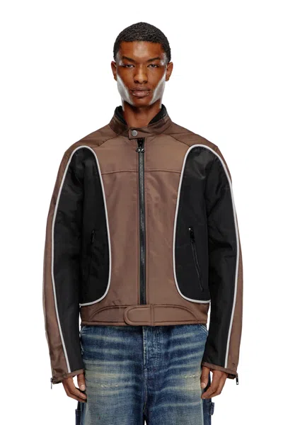 Diesel Giacca Biker In Nylon Colour Block In Multi