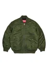 Diesel Giacca Bomber In Gabardina Con Maxi Logo In Green