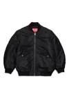 Diesel Giacca Bomber In Gabardina Con Maxi Logo In Black