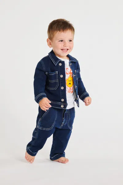 Diesel Babies' Denim Jacket With Printed Logo In Blue